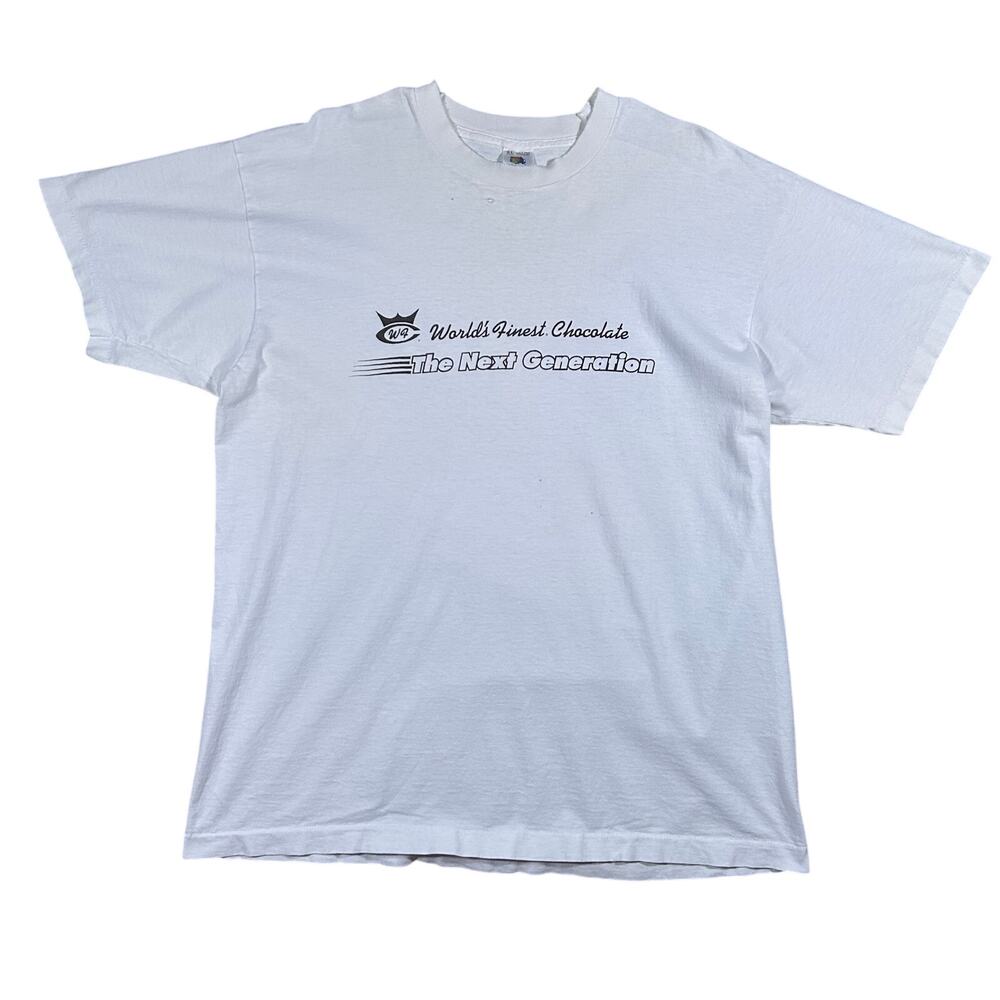 Vintage 90s World Finest Chocolate White T-Shirt Mens XL Single Stitch USA